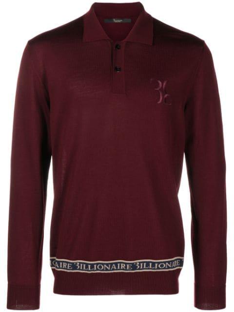 logo-embroidered merino polo shirt by BILLIONAIRE