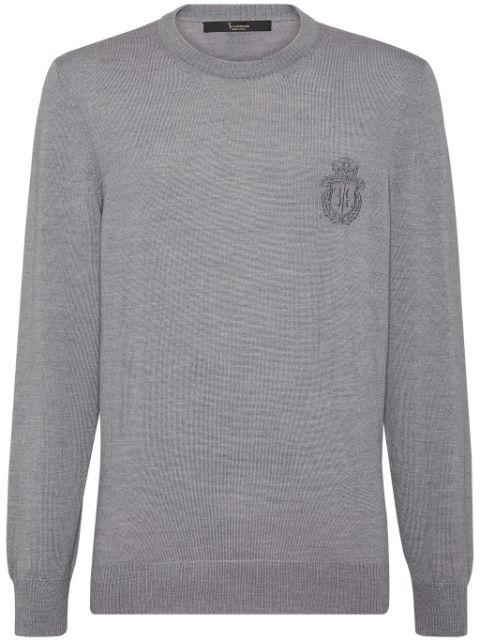logo-embroidered wool jumper by BILLIONAIRE