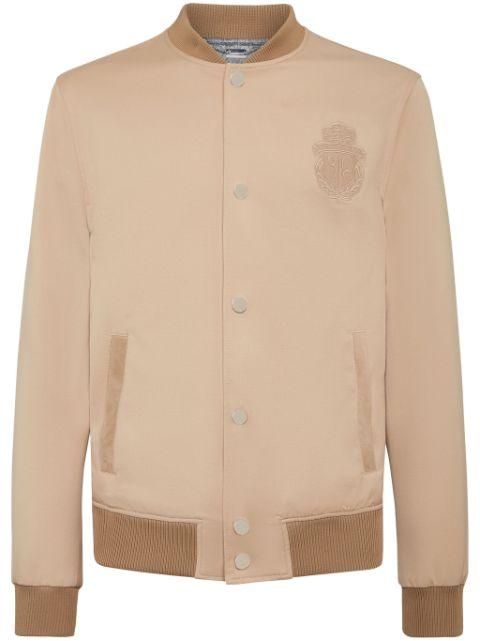 logo-patch button-up bomber jacket by BILLIONAIRE