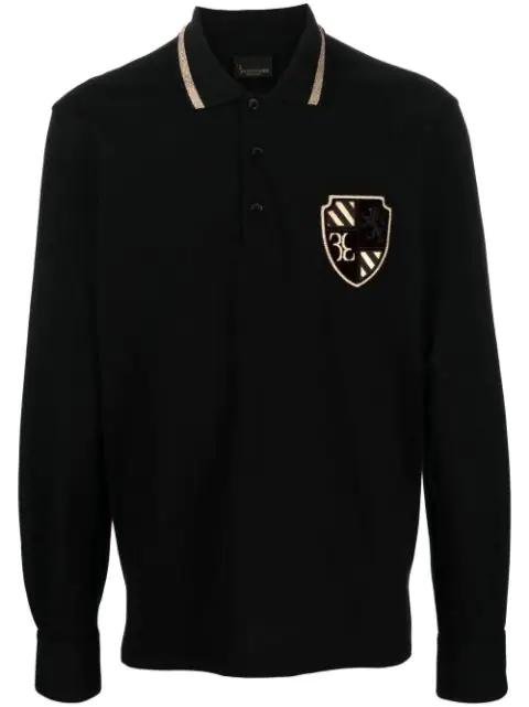logo-patch long-sleeved polo shirt by BILLIONAIRE