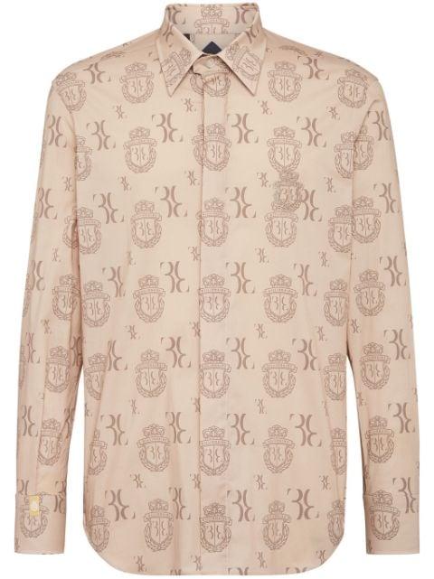 logo-print stretch-cotton shirt by BILLIONAIRE