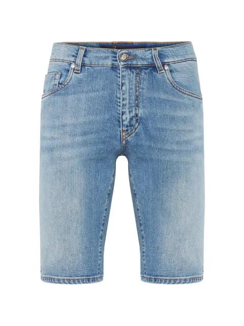 palm-embroidered denim shorts by BILLIONAIRE