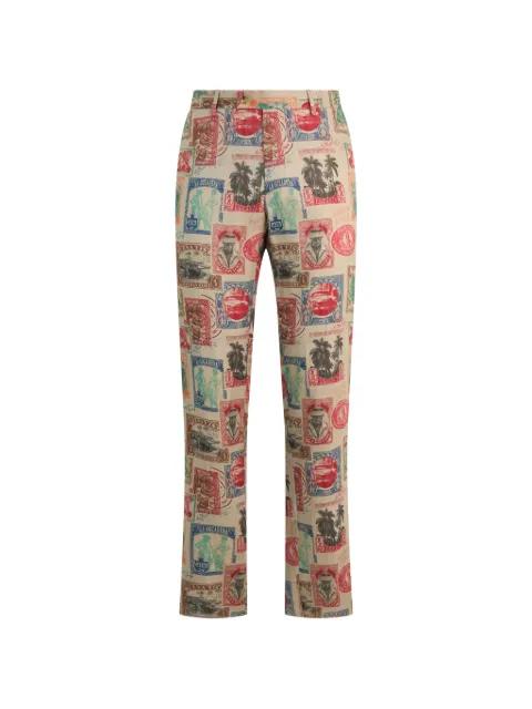 printed linen trousers by BILLIONAIRE