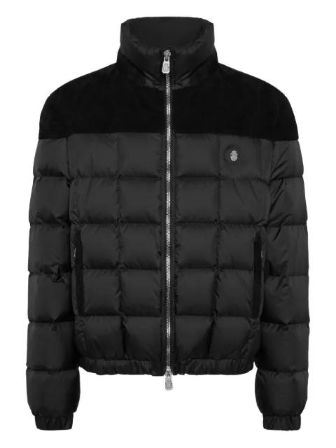 quilted suede-panel puffer jacket by BILLIONAIRE