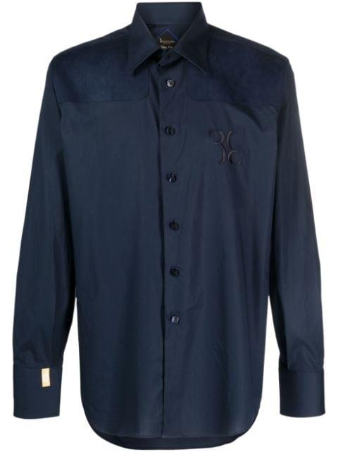 suede-panel cotton shirt by BILLIONAIRE