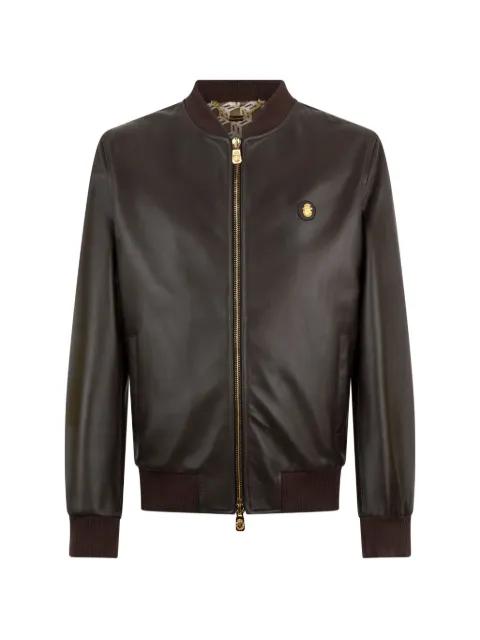 zip-fastening leather jacket by BILLIONAIRE