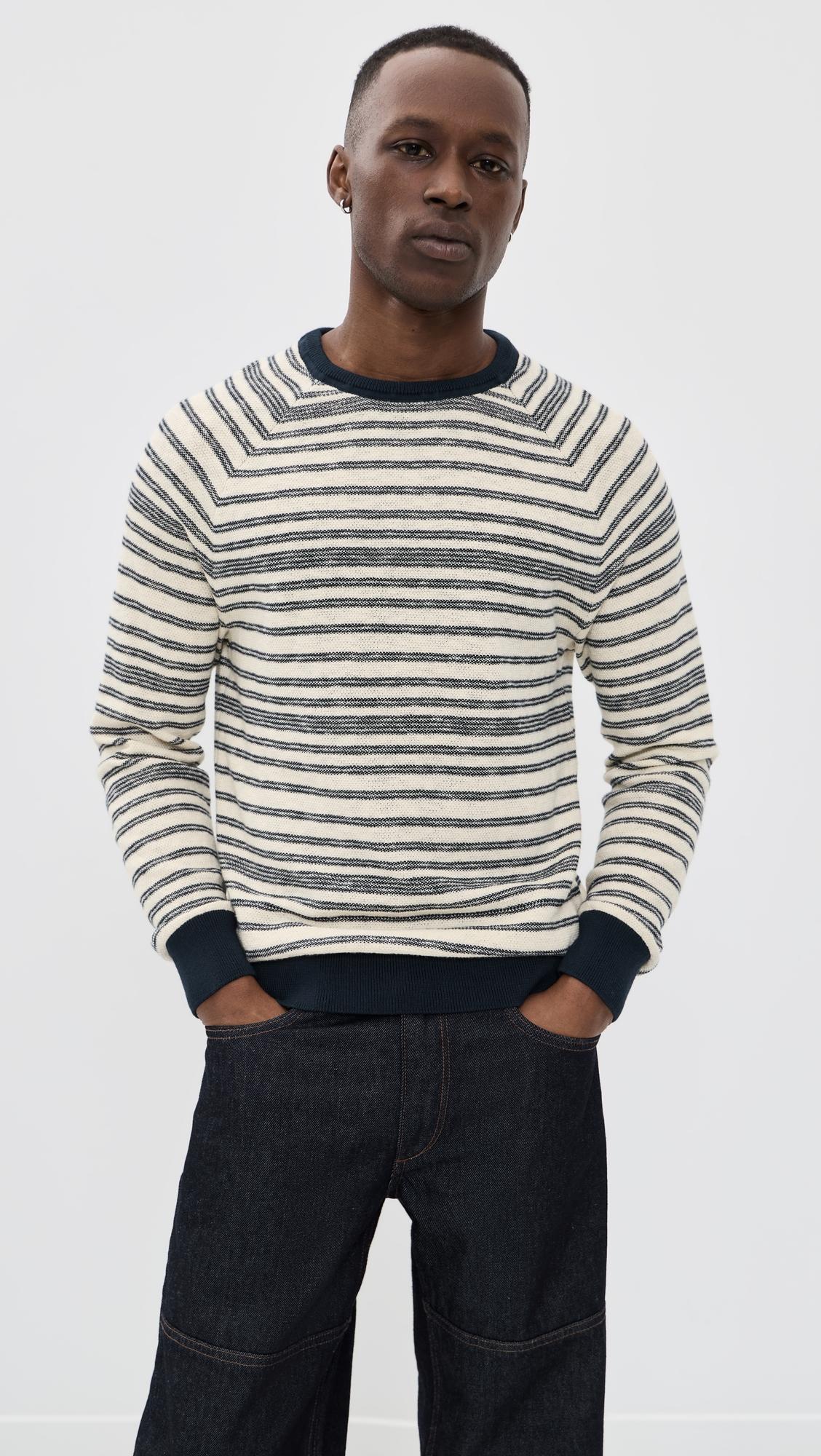 Raglan Stripe Crew Sweater by BILLY REID