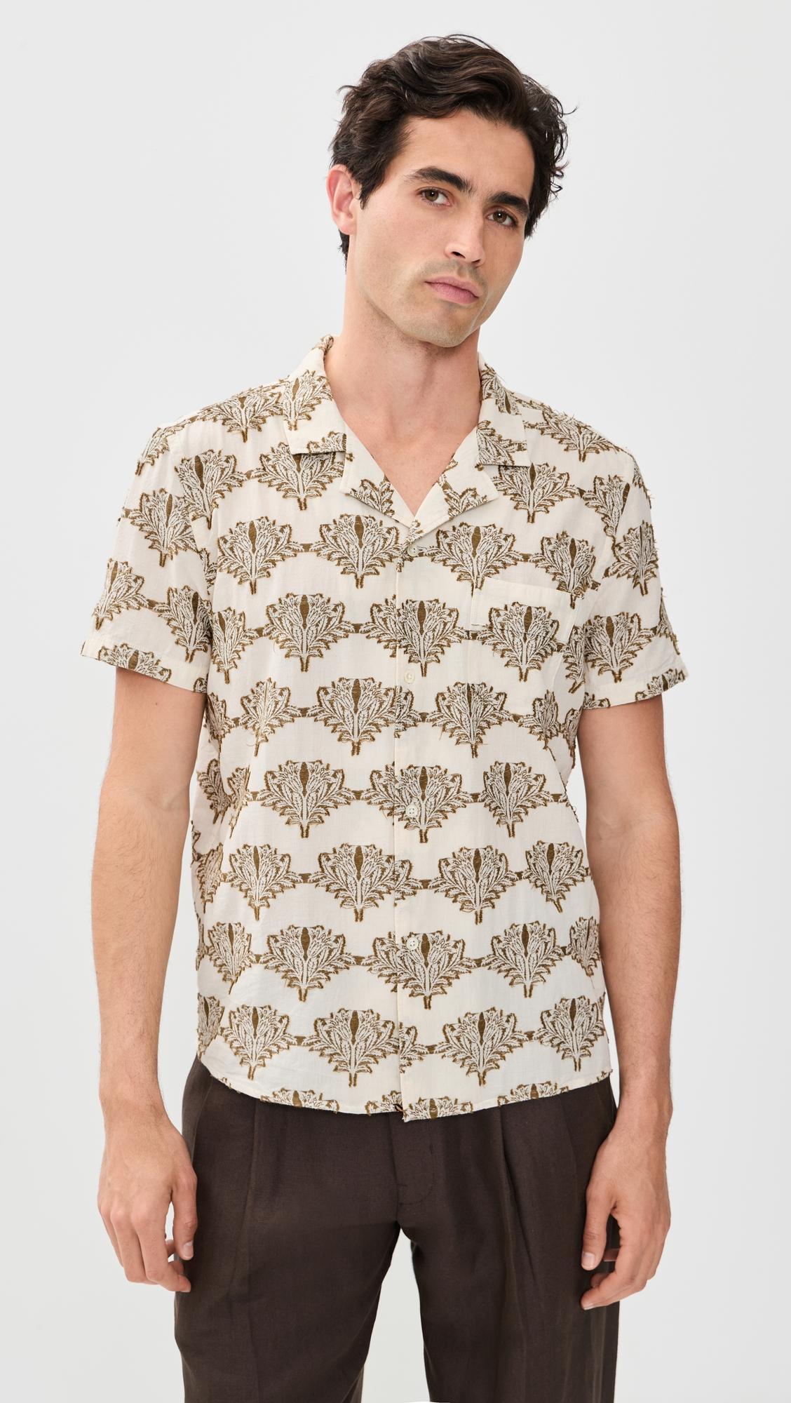 Short Sleeve Botanical Jacquard Camp Shirt by BILLY REID