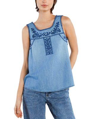 Floral Embroidery Tank Top by BILLY T