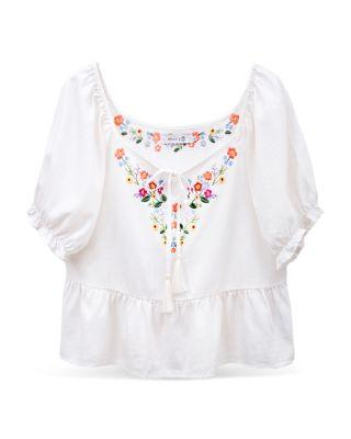Petal Song Embroidered Denim Top by BILLY T
