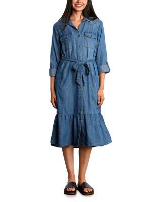 Ruffled Belted Shirtdress by BILLY T