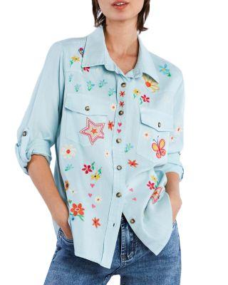 Sketchbook Embroidered Denim Shirt by BILLY T