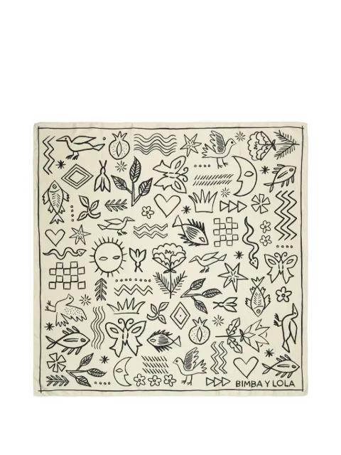 Sketch-motif scarf by BIMBA Y LOLA