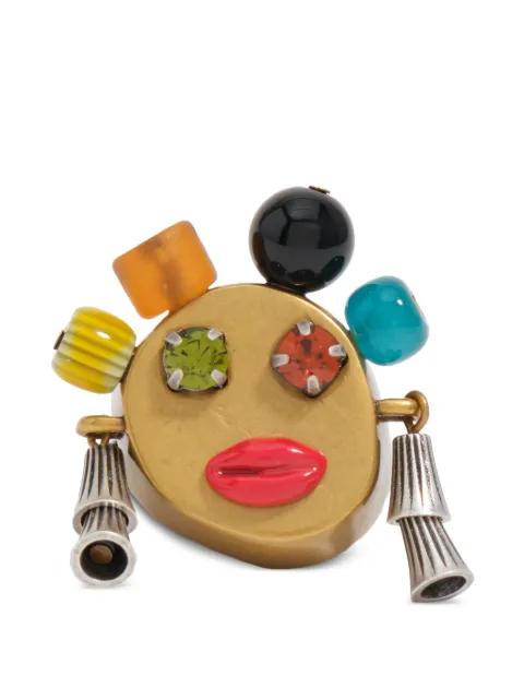 bead-embellished face ring by BIMBA Y LOLA