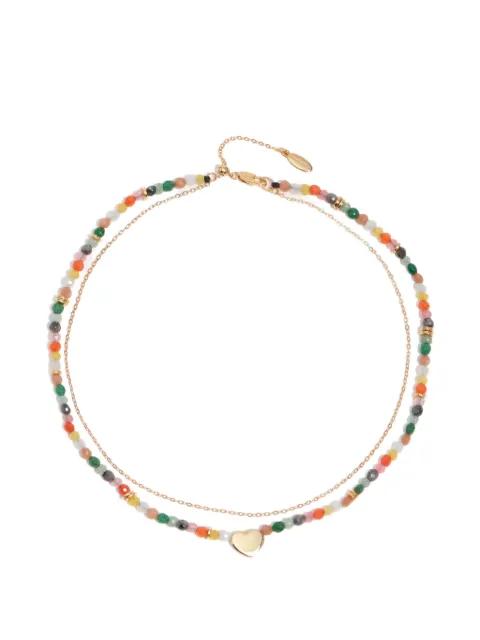beaded heart-pendant necklace by BIMBA Y LOLA