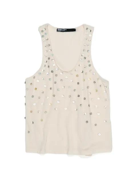 button-embellished scoop-neck top by BIMBA Y LOLA