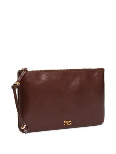 dark-tan medium leather make-up clutch by BIMBA Y LOLA