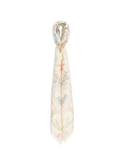floral-print heart-charm scarf by BIMBA Y LOLA