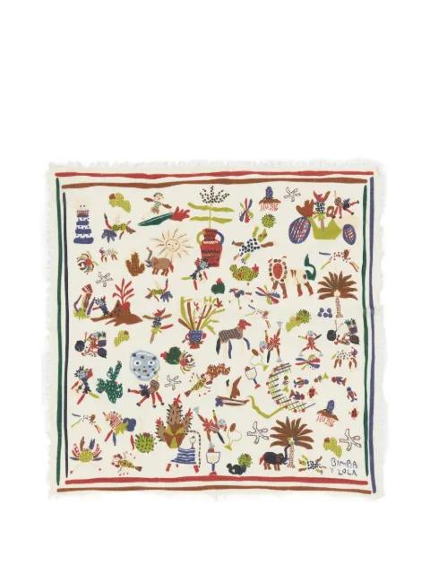 fringed print scarf by BIMBA Y LOLA
