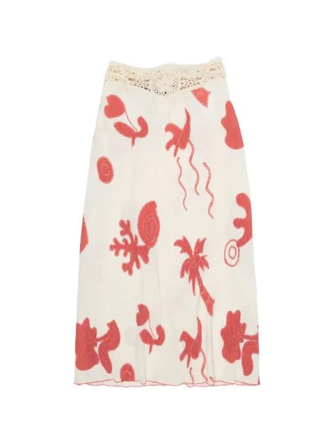 graphic-print crochet-waistband skirt by BIMBA Y LOLA