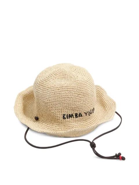 logo-embroidered raffia hat by BIMBA Y LOLA