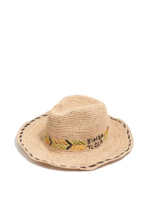 logo-embroidered raffia hat by BIMBA Y LOLA