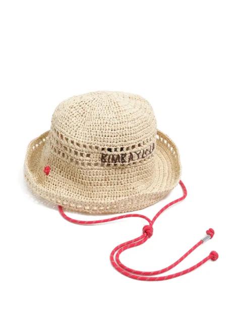 logo-embroidered raffia hat by BIMBA Y LOLA
