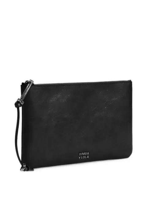 medium black leather make-up clutch by BIMBA Y LOLA