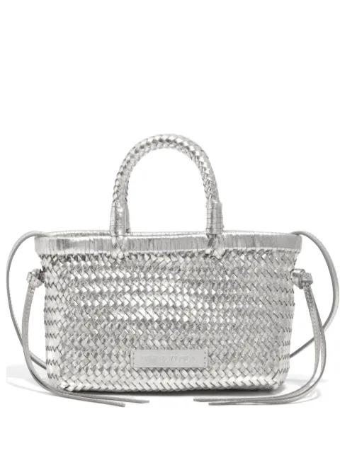 mini braided-handle leather tote bag by BIMBA Y LOLA