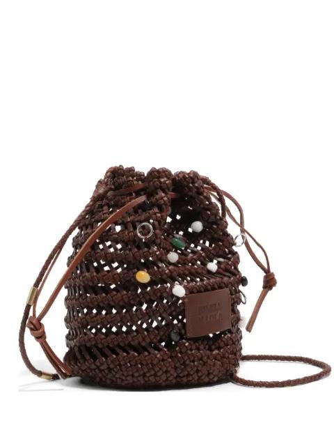 mini braided leather bucket bag by BIMBA Y LOLA