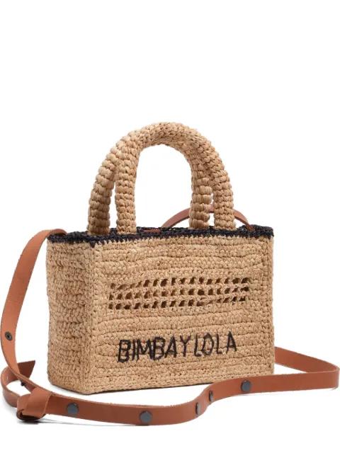 mini woven logo-embroidered tote bag by BIMBA Y LOLA