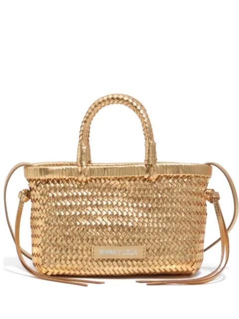 mini woven top-handles leather tote bag by BIMBA Y LOLA