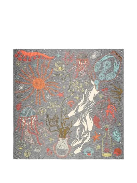 ocean-print square scarf by BIMBA Y LOLA