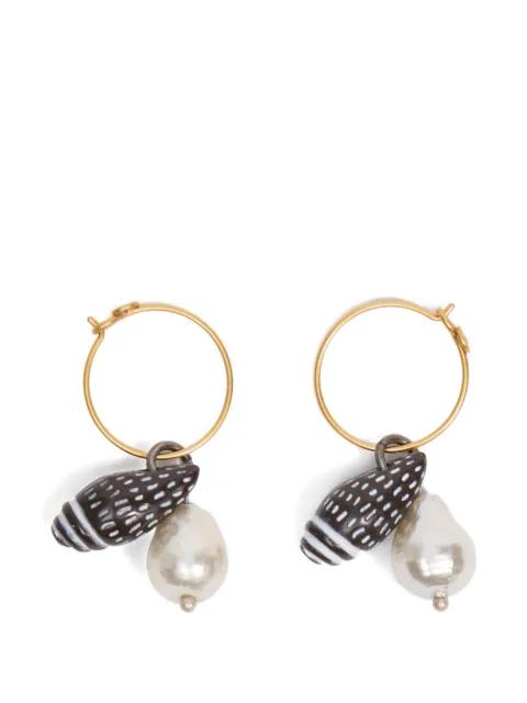 shell and pearl hoop earrings by BIMBA Y LOLA
