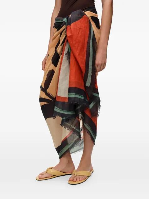 shell-print frayed sarong by BIMBA Y LOLA