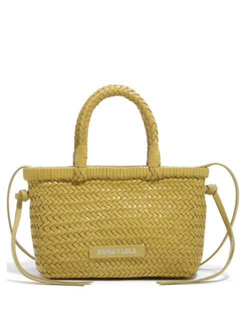 small woven leather tote bag by BIMBA Y LOLA