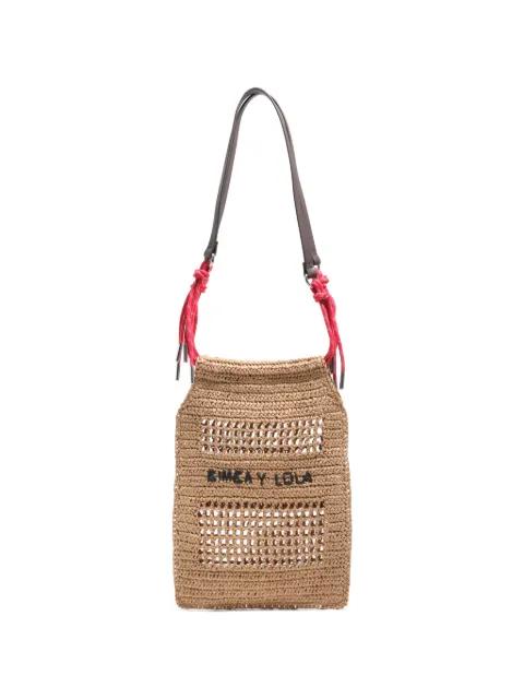 small woven-raffia shoulder bag by BIMBA Y LOLA