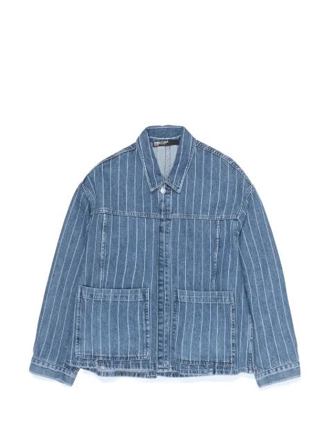 striped pocket denim jacket by BIMBA Y LOLA