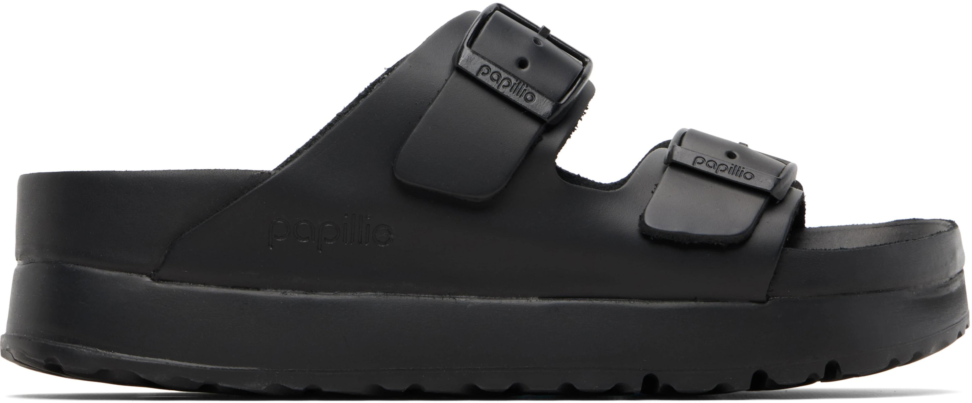 Black Narrow Arizona Flex Platform Sandals by BIRKENSTOCK