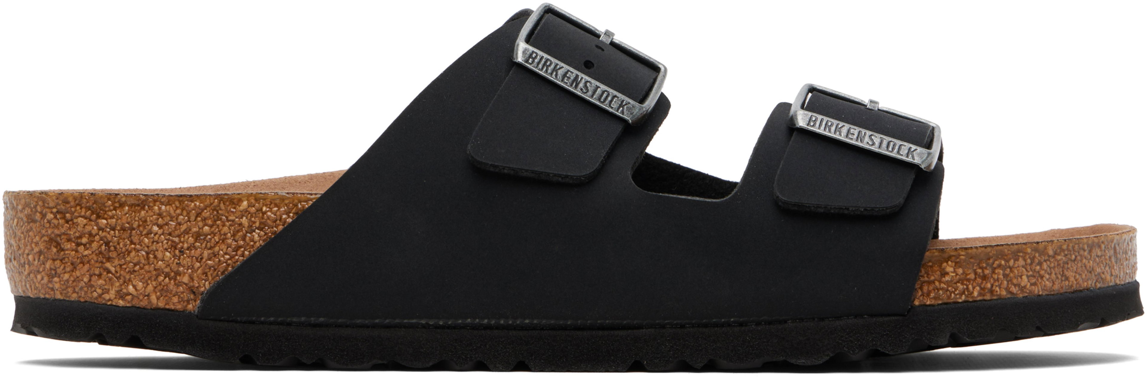 Black Regular Arizona Vegan Sandals by BIRKENSTOCK