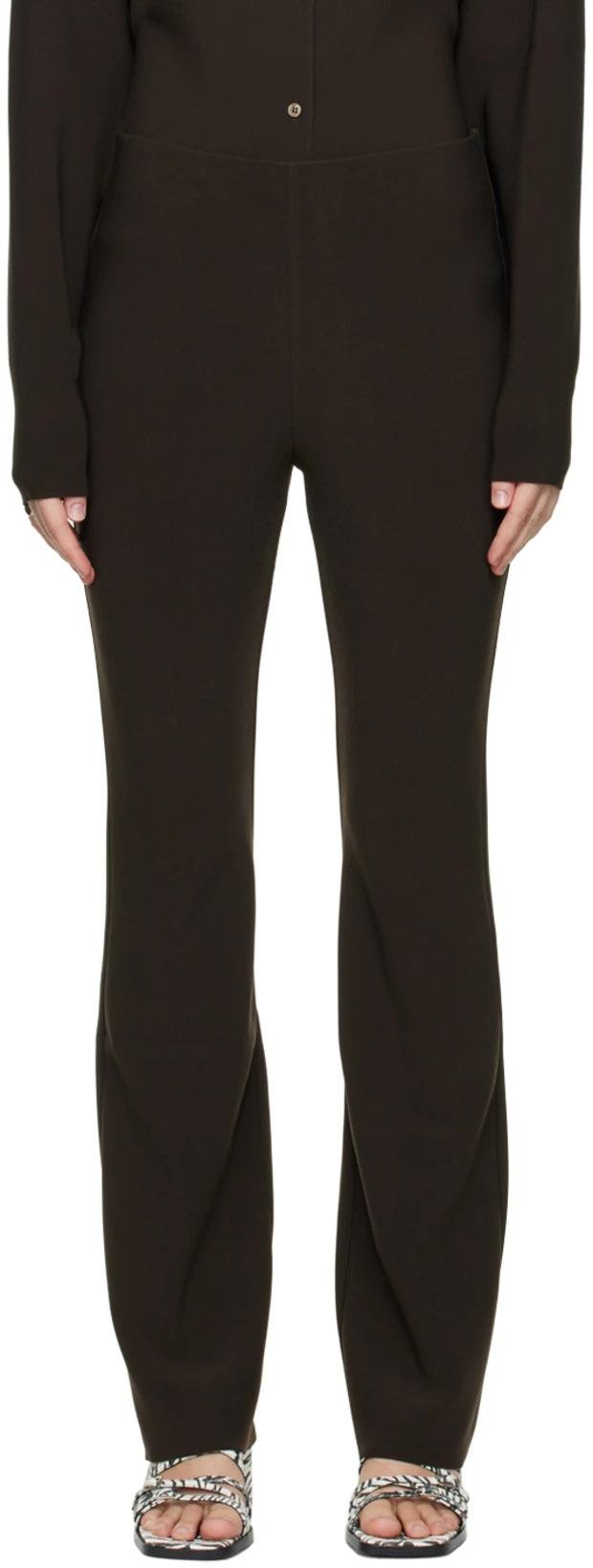 Brown Bootcut Trousers by BIRROT