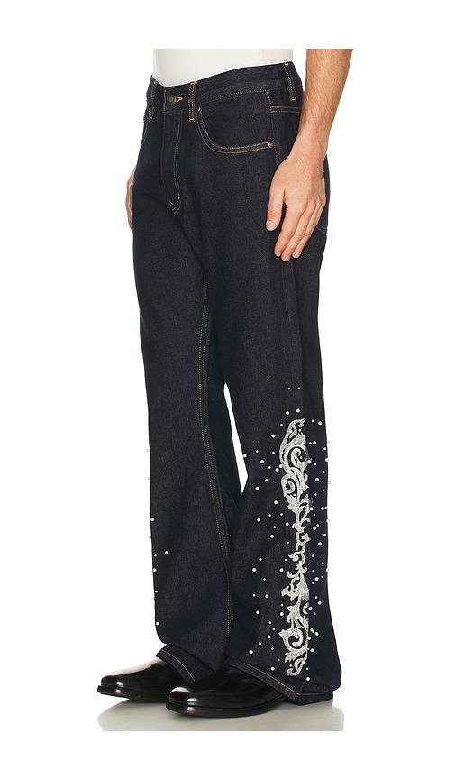Birth Of Royal Child Embroidered Pearl Flared Trousers in Black by BIRTH OF ROYAL CHILD