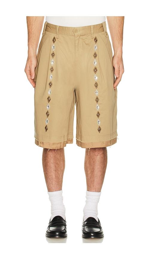 Birth Of Royal Child Gemstone Bermuda Shorts in Tan by BIRTH OF ROYAL CHILD