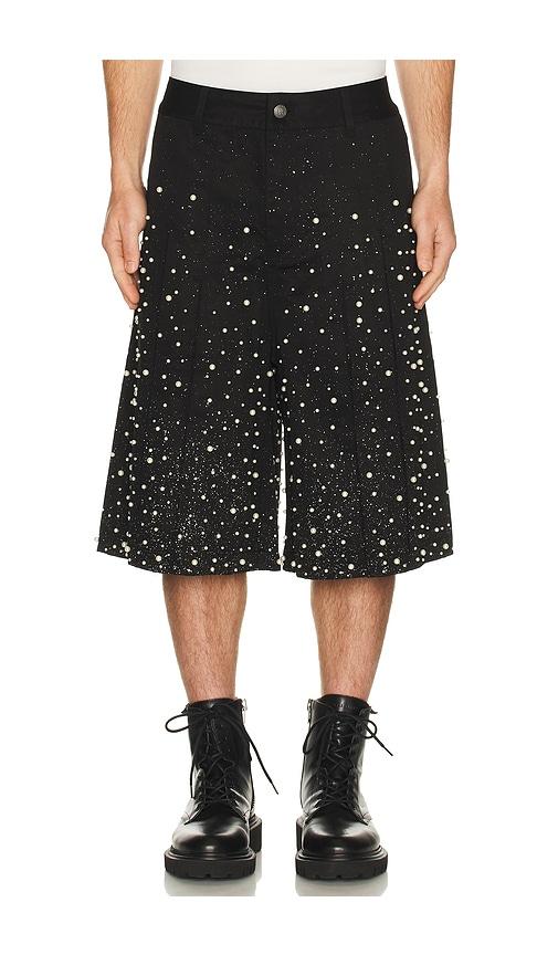 Birth Of Royal Child Pearl Pleated Wide Shorts in Black by BIRTH OF ROYAL CHILD