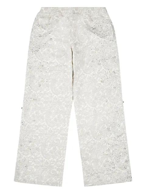 Cashew Blossom Pearl embellished brocade track pants by BIRTH OF ROYAL CHILD