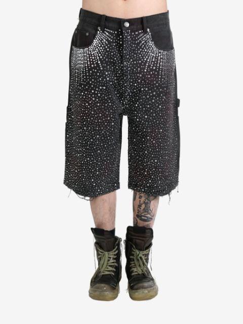 crystal-embellished washed-denim shorts by BIRTH OF ROYAL CHILD