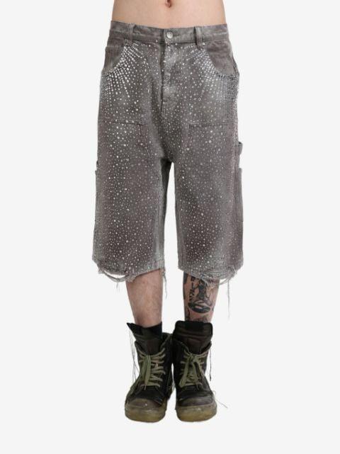 crystal-embellished washed-denim shorts by BIRTH OF ROYAL CHILD