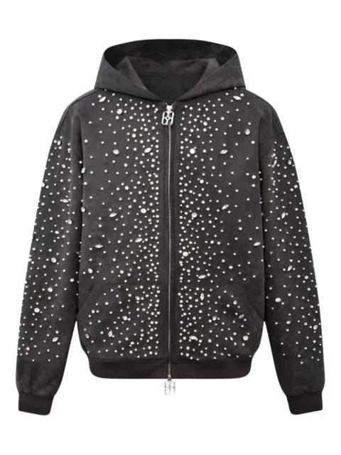 diamond-pearl embellished hoodie by BIRTH OF ROYAL CHILD