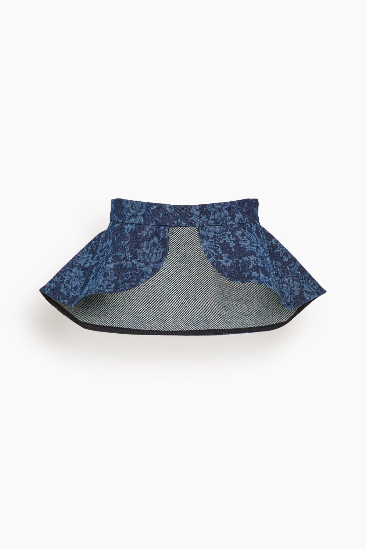 Lace Print Denim Belt in Washed Dark Blue by BITE STUDIOS