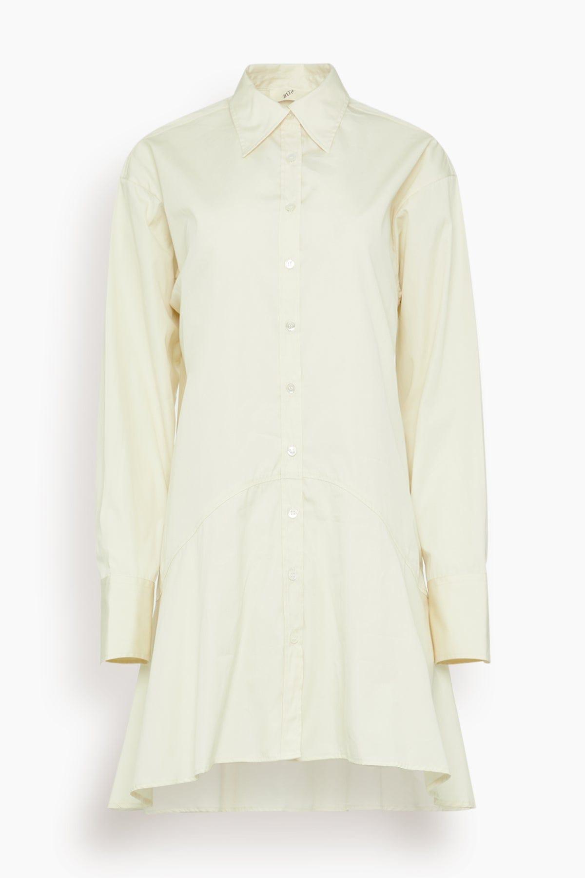 Petal Bottom Shirt Dress in Off White by BITE STUDIOS